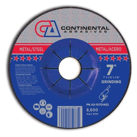 Continental Abrasives 7" x 1/4" x 5/8" Signature T27 Depressed Center Grinding Wheel A5-10701452